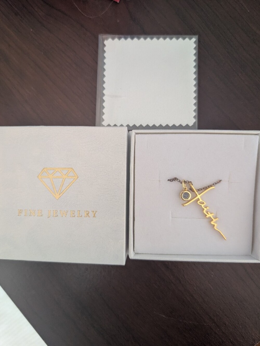 Faith Cross Gem Gold Tone Necklace